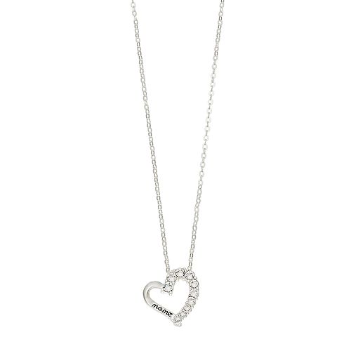 Brilliance "Mom" Heart Pendant Necklace with Swarovski Crystals