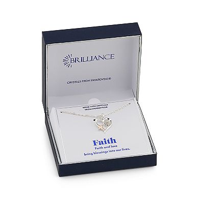 Brilliance "Faith" Heart & Cross Pendant Necklace with Swarovski Crystals