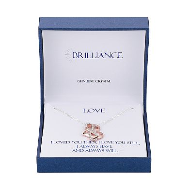 Brilliance Two-Tone "Love" Crystal Heart & Infinity Pendant Necklace