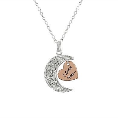 Brilliance Crystal Heart & Crescent Moon Necklace