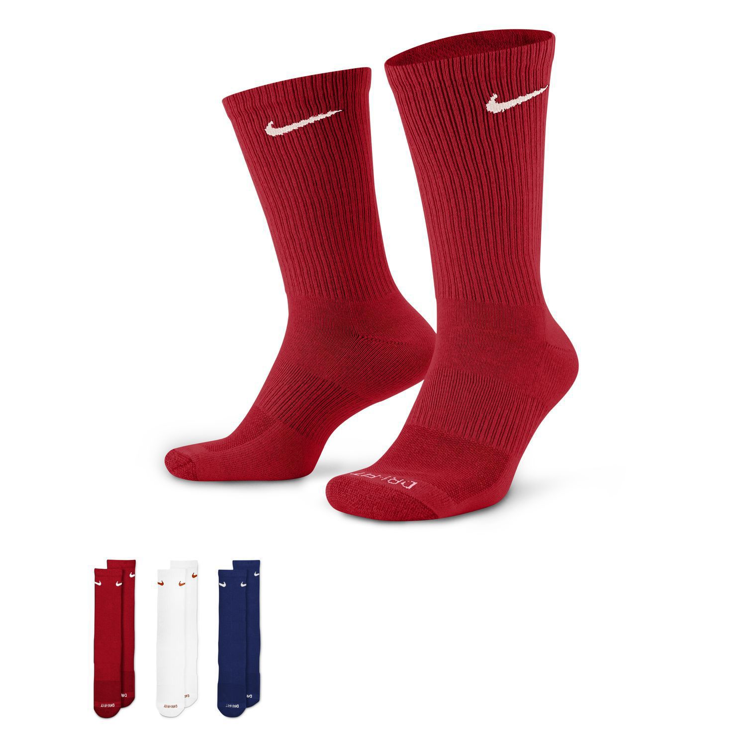 Men's Nike 3-Pack Everyday Plus Dri-FIT Cushion Crew Training Socks