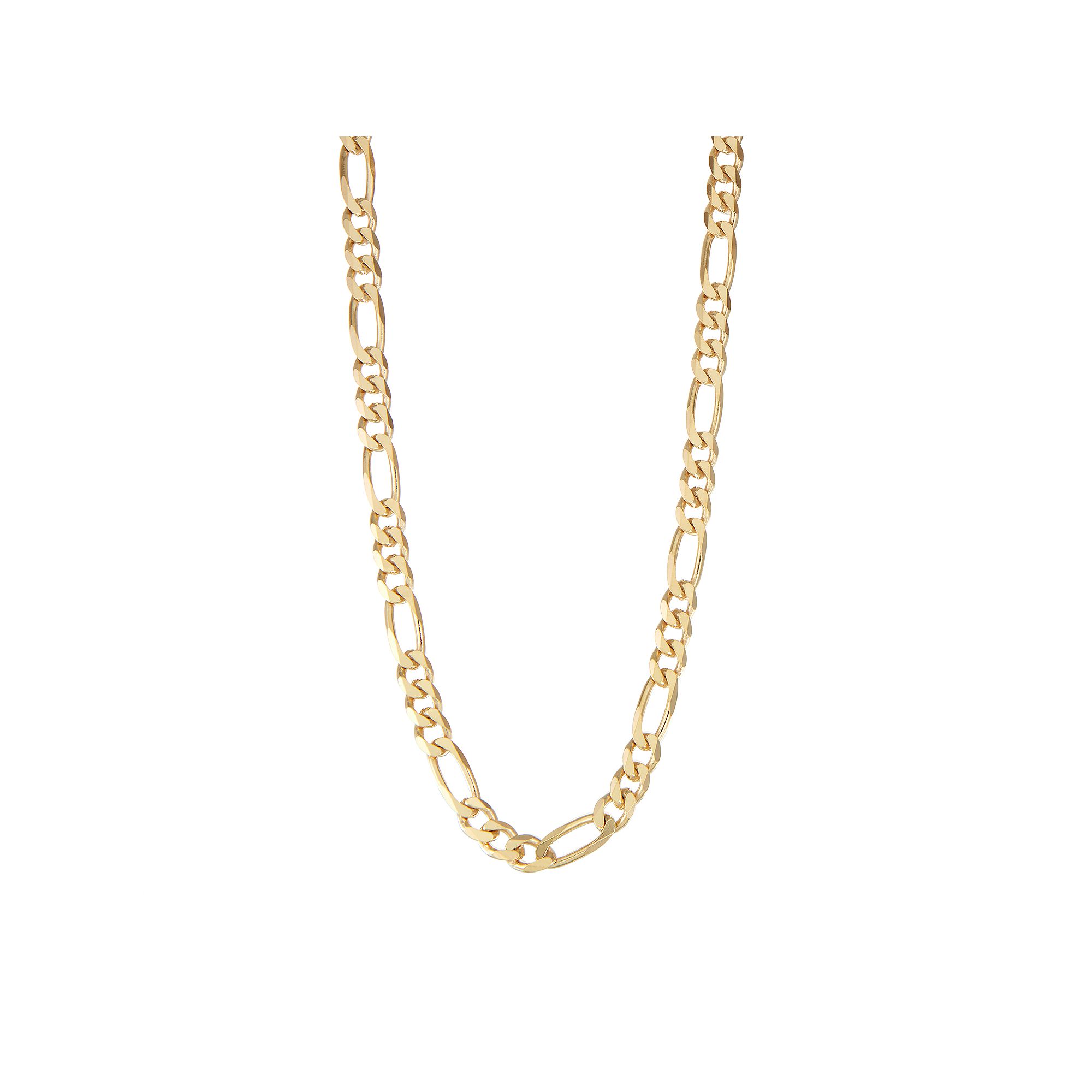 Jordan Blue Mens Sterling Silver Figaro Chain Necklace, Size: 30, Gold 