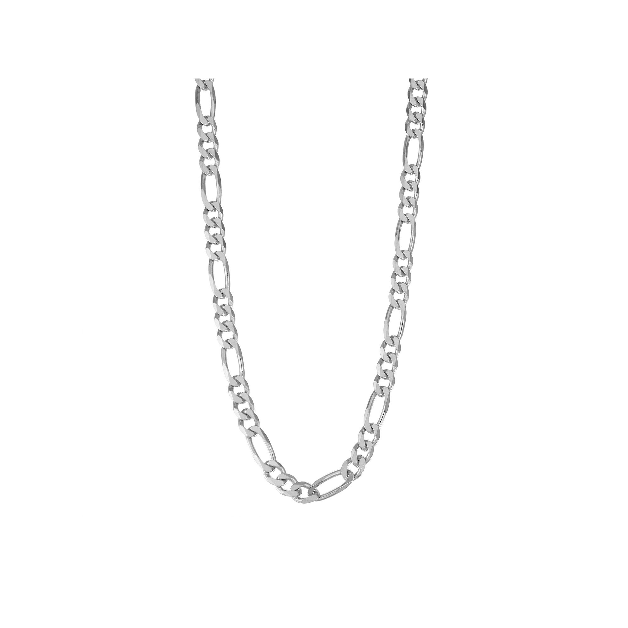 Jordan Blue Mens Sterling Silver Figaro Chain Necklace, Size: 20, Silve