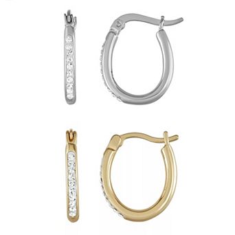 Chrystina Two-Tone Crystal Hoop Earring Set