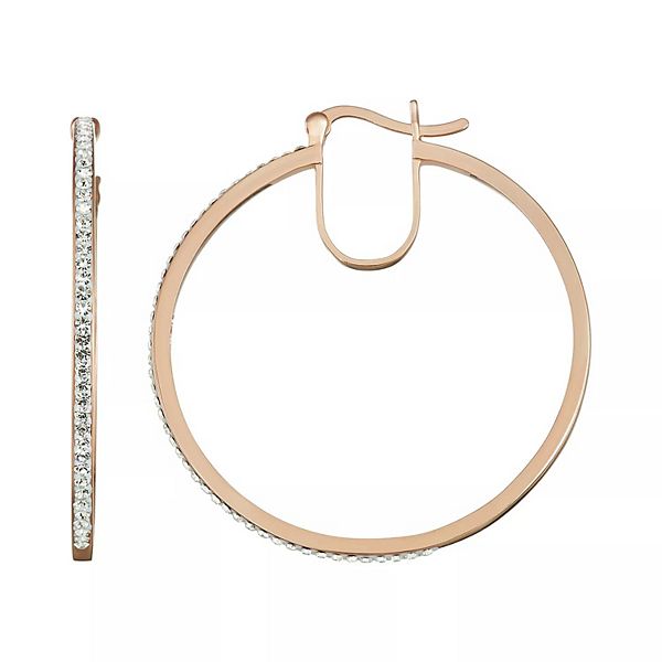 Chrystina Crystal Hoop Earrings - Rose Tone