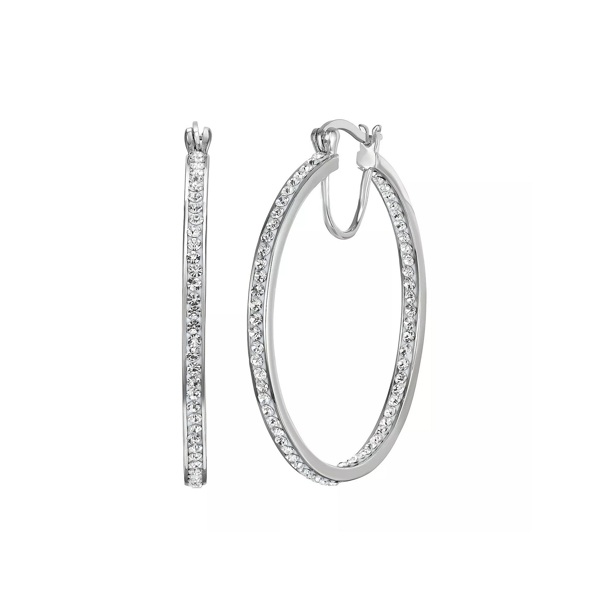 Chrystina Crystal Hoop Earrings, Womens, Silver Tone