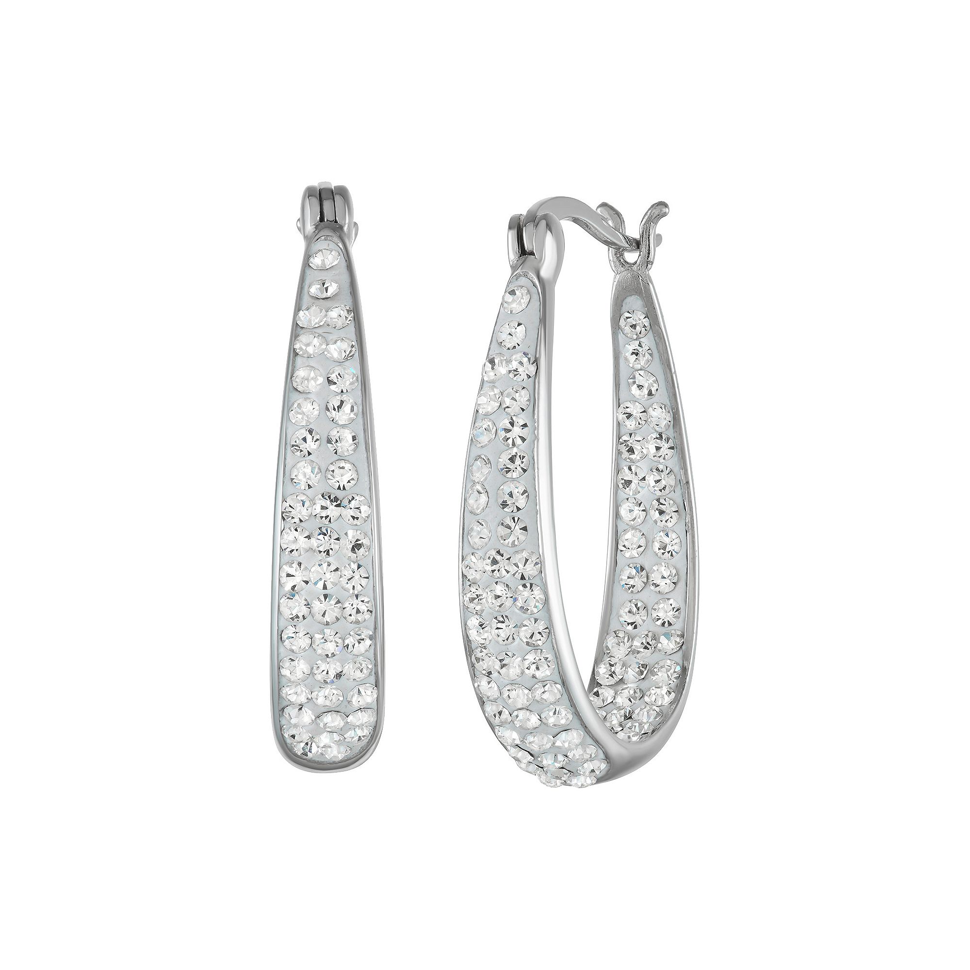 Chrystina Inside Out Crystal Hoop Earrings, Womens, Silver Tone