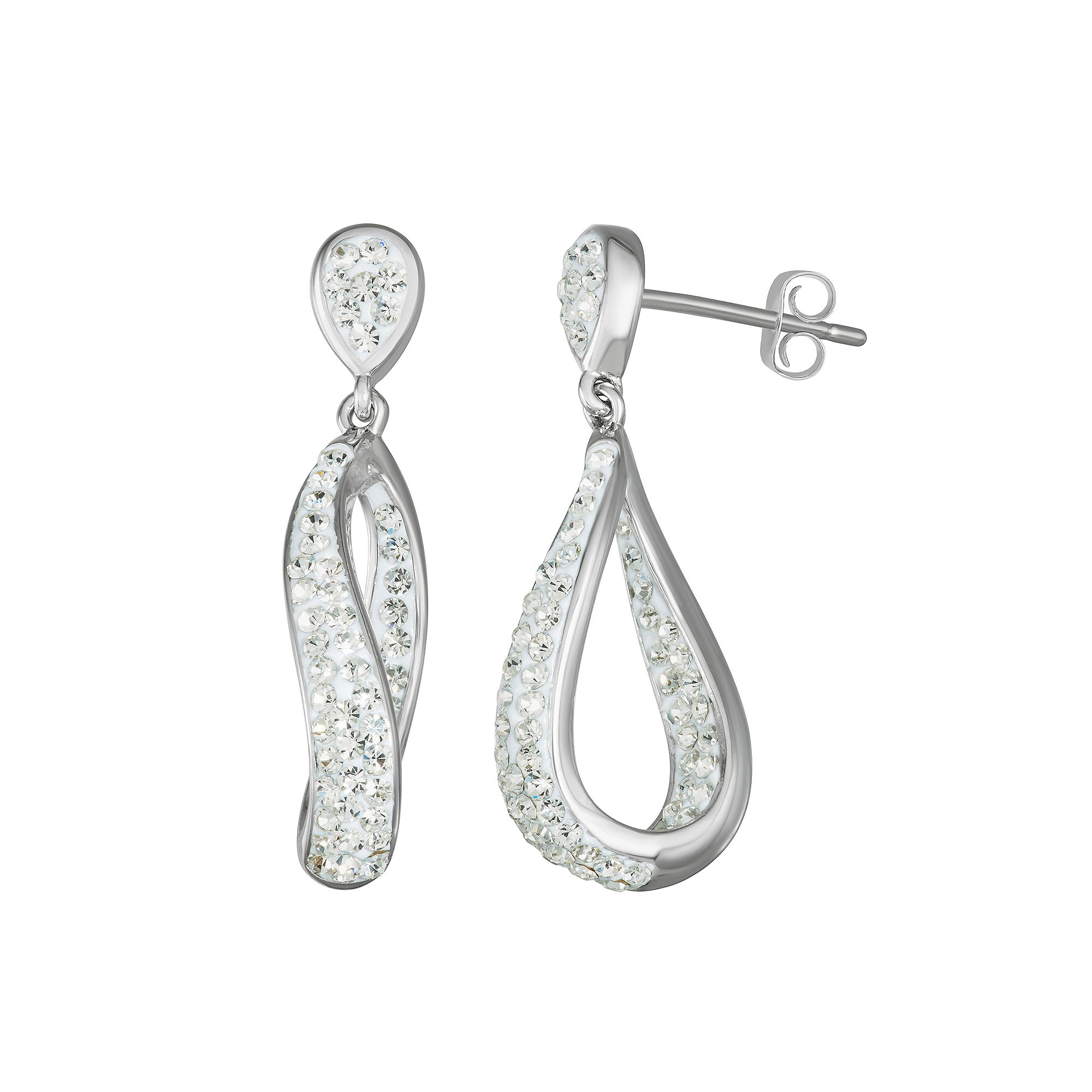 Chrystina Crystal Dangle Drop Earrings, Womens, Silver Tone