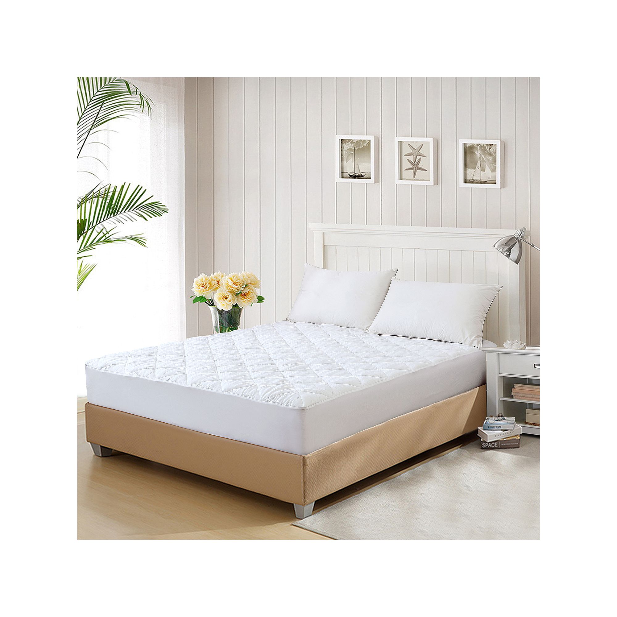 Dream On Cotton Waterproof Mattress Pad, White
