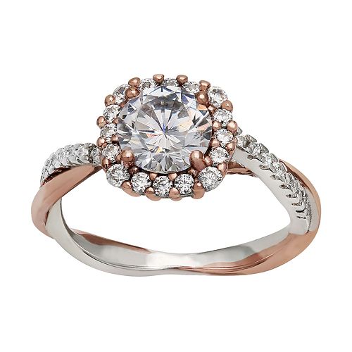 Primrose Sterling Silver Cubic Zirconia Halo Ring