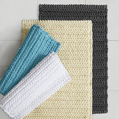 Madison Park Copula Yarn Dyed Cotton Chenille Chain Stitch Bath Rug