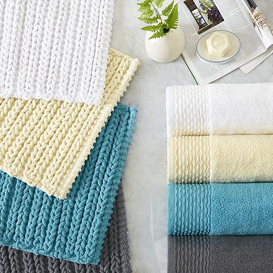 Madison Park Copula Yarn Dyed Cotton Chenille Chain Stitch Bath Rug