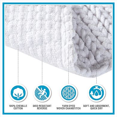 Madison Park Copula Yarn Dyed Cotton Chenille Chain Stitch Bath Rug