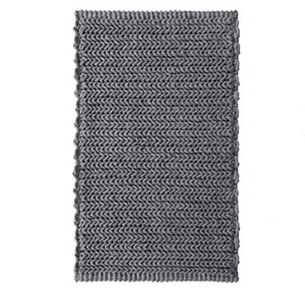 Madison Park Copula Yarn Dyed Cotton Chenille Chain Stitch Bathroom Rug