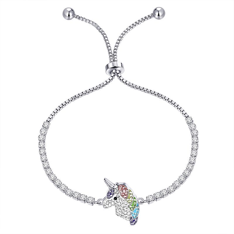 Crystal Collective Fine Silver Plated Crystal Unicorn Head Adjustable Brac