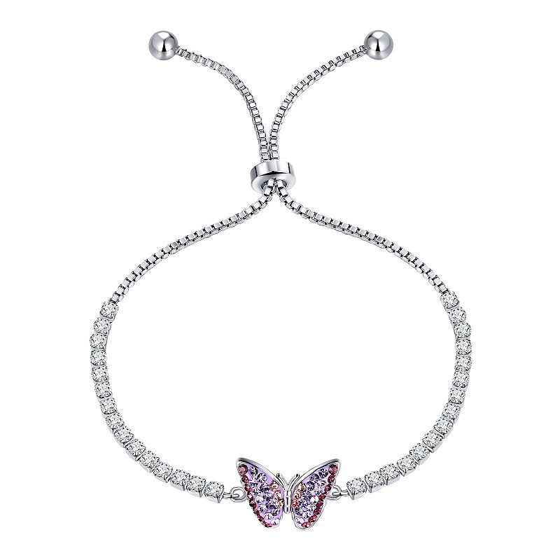 Crystal Collective Fine Silver Plated Butterfly Adjustable Bracelet, Women
