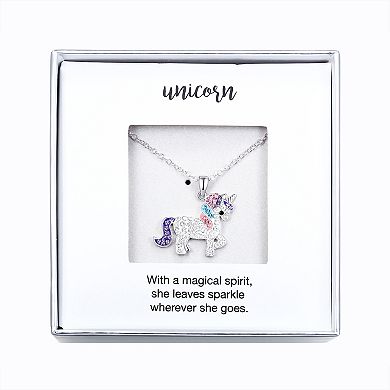 Crystal Collective Fine Silver Plated Crystal Unicorn Pendant Necklace