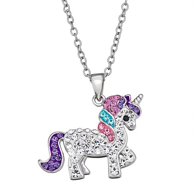 POSHJEW Unicorns Gifts for Girls,Silver Heart Unicorn Necklace for