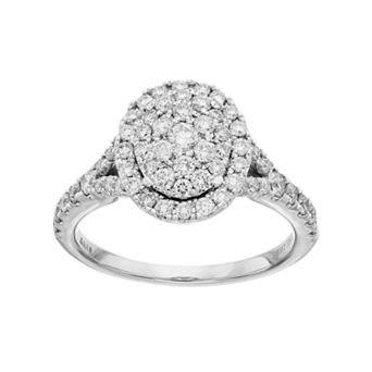Simply Vera Vera Wang 10th Anniversary 14k White Gold 1 ct T.W. Diamond Cluster Engagement Ring