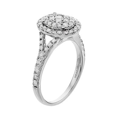 Simply Vera Vera Wang 10th Anniversary 14k White Gold 1 ct. T.W. Diamond Cluster Engagement Ring