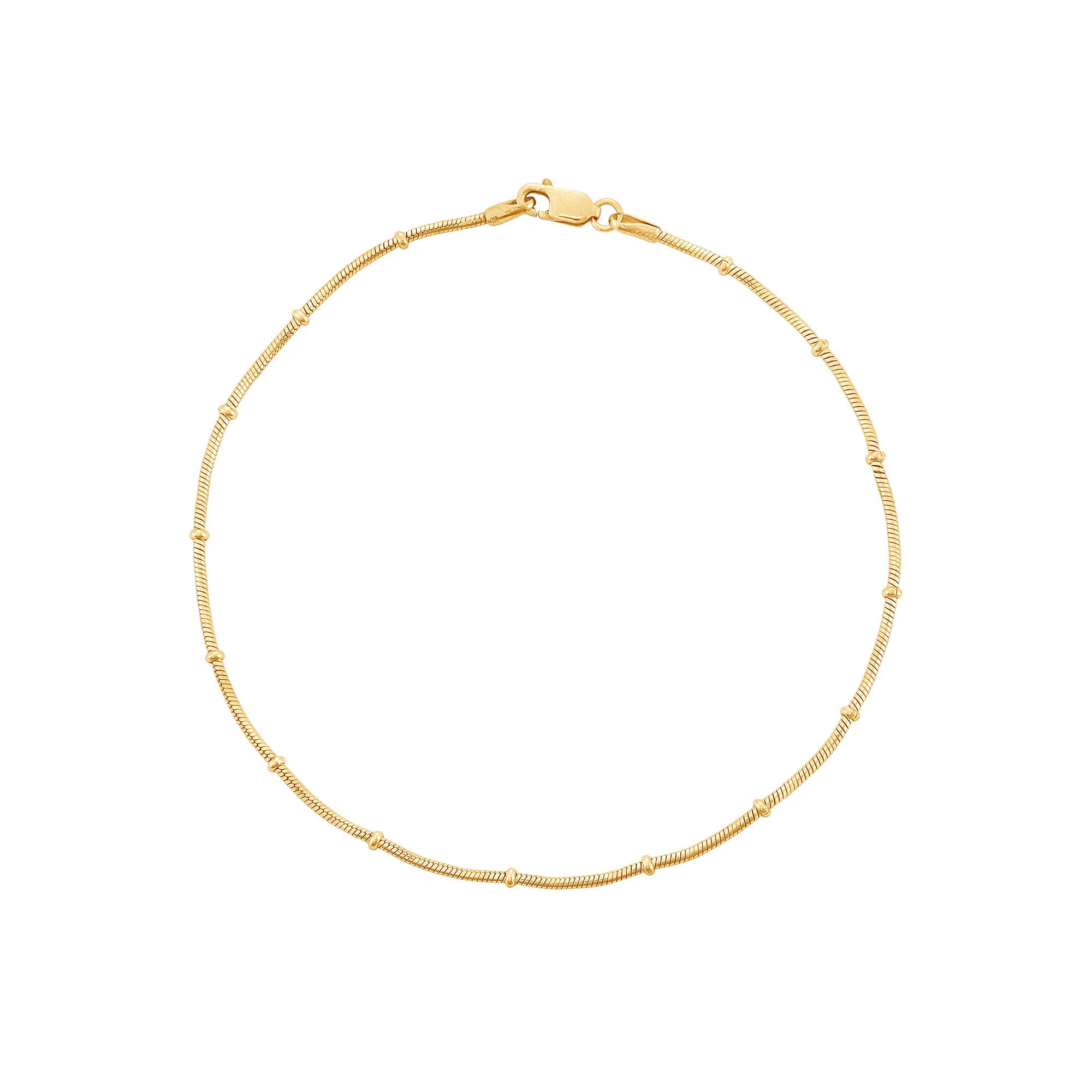 Jordan Blue 14k Gold Over Silver Snake Chain Anklet, Womens, Gold Tone