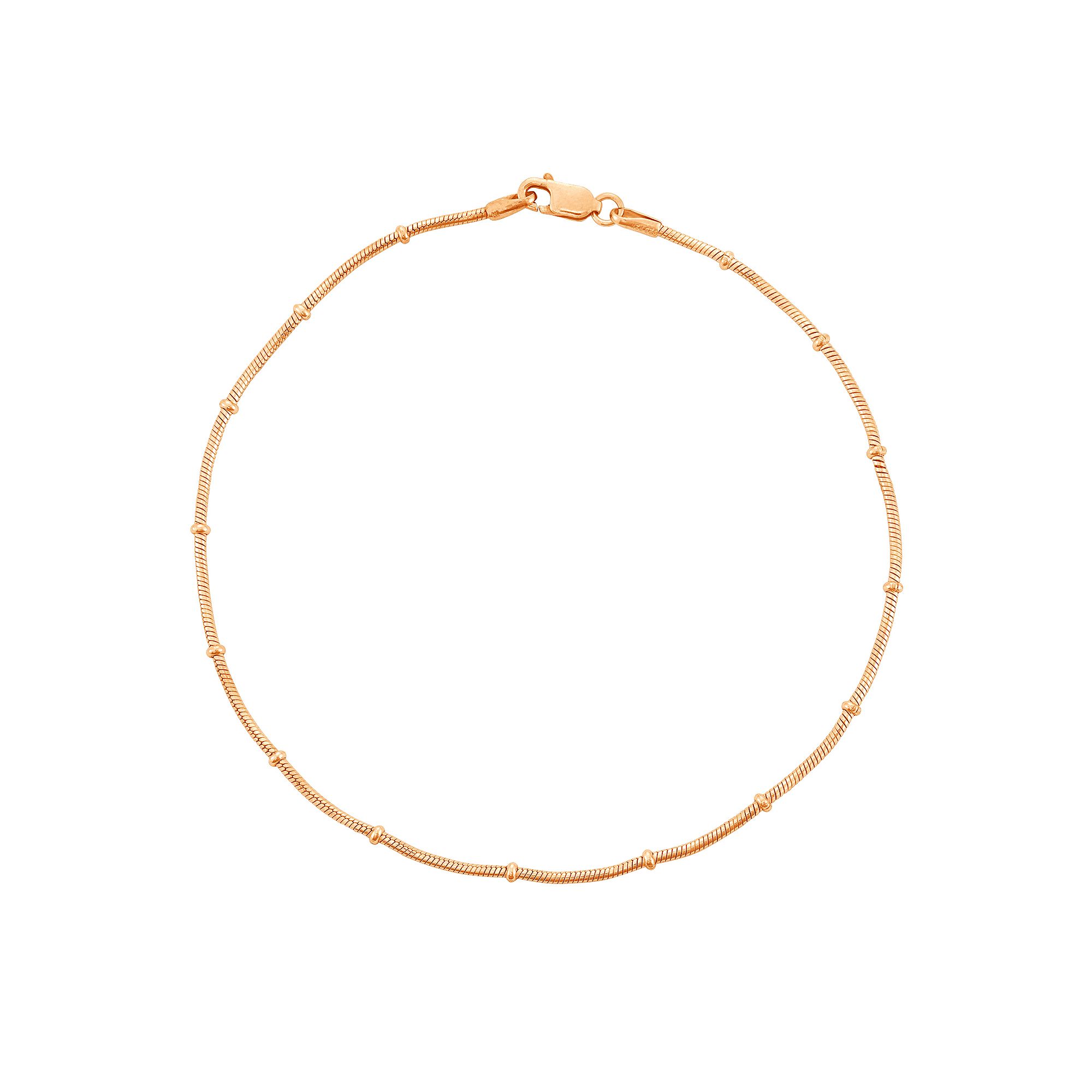 Jordan Blue 14k Gold Over Silver Snake Chain Anklet, Womens, Pink Tone