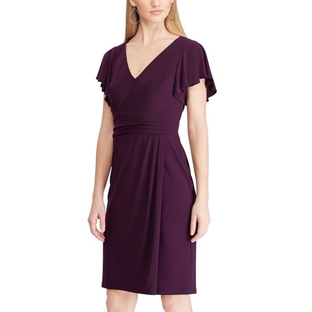 Women s Chaps Flutter Sleeve V Neck Dress