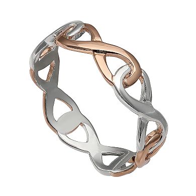 PRIMROSE Two Tone Sterling Silver Interlocking Infinity Ring