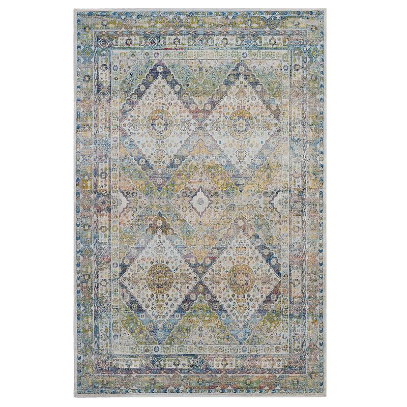 Nourison Global Vintage Farmhouse Rug, Med Blue, 6Ft Rnd