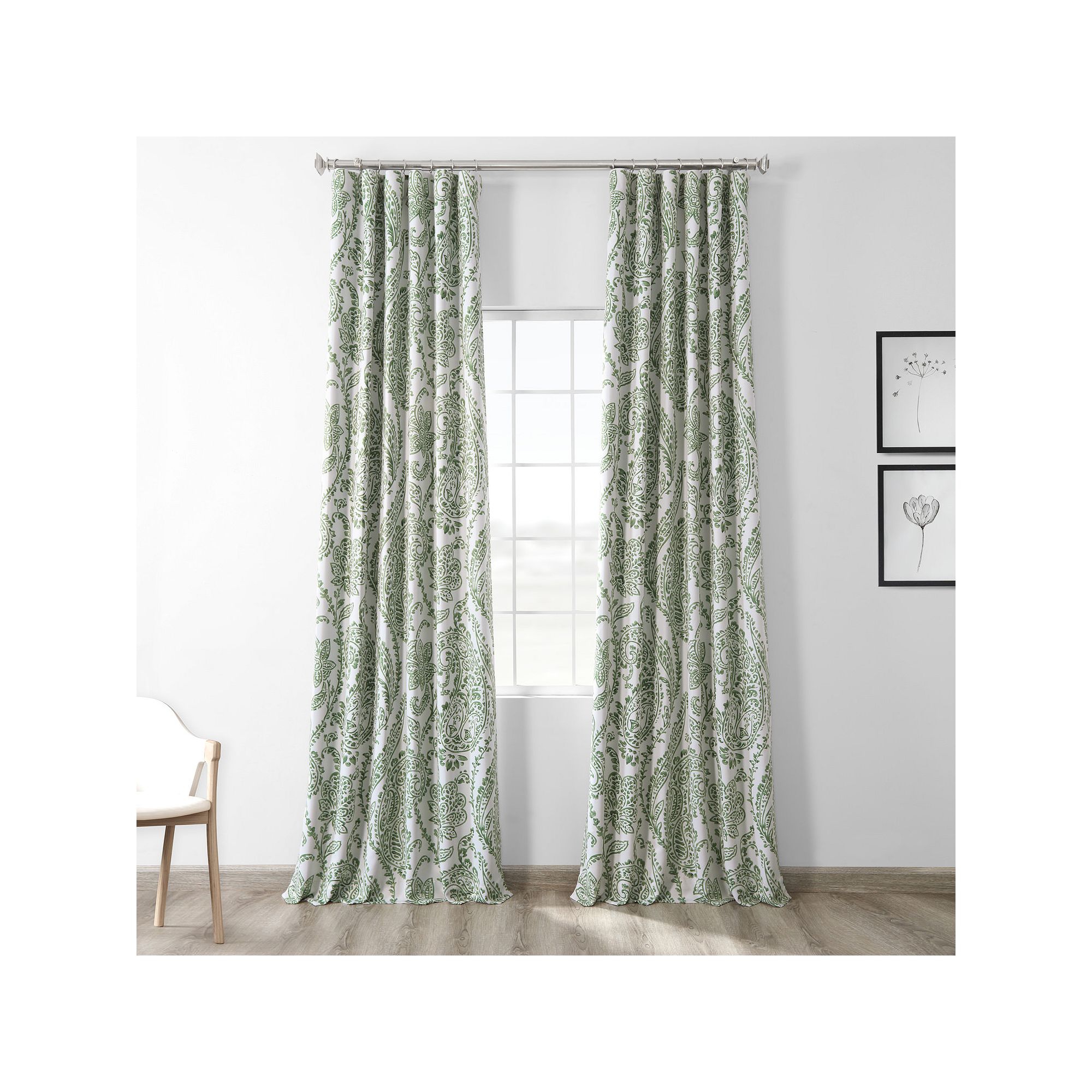 EFF Tea Time Room Darkening Window Curtain Panel, Tea Time Green