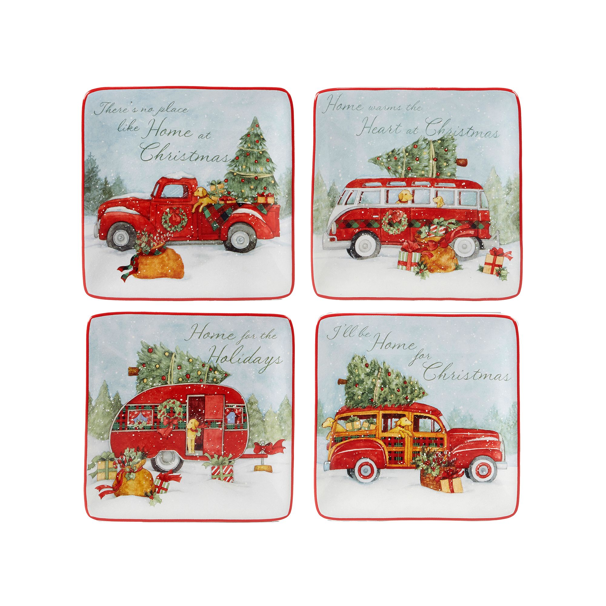 Certified International Home for Christmas 4-piece Canape Plate Set, None