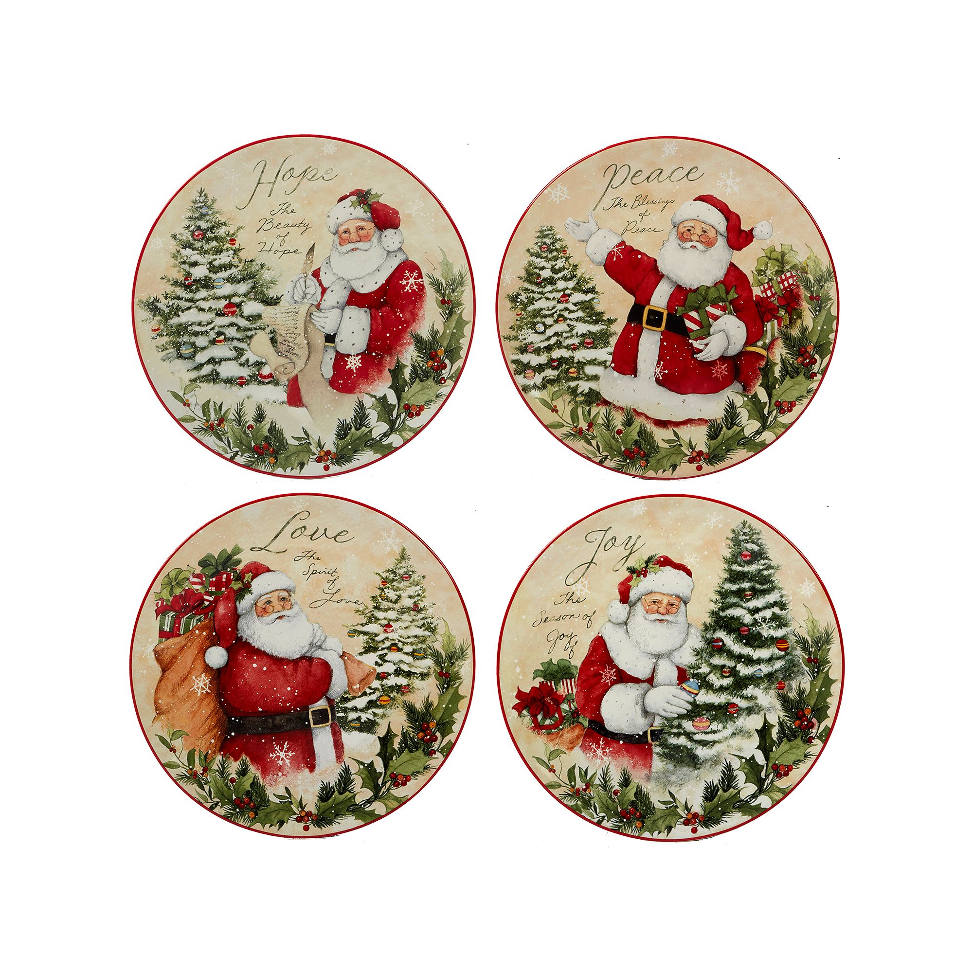 Certified International Holiday Wishes 4-pc. Dessert Plate Set, None