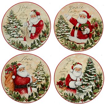 Certified International Holiday Wishes 4 pc Dessert Plate Set