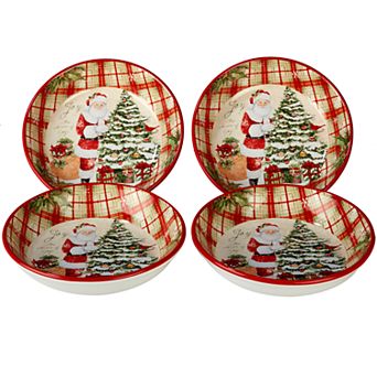 Certified International Holiday Wishes 4 pc Soup / Pasta Bowl Set
