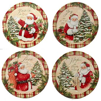 Certified International Holiday Wishes 4 pc Canape Plate Set