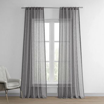 EFF Solid Faux Linen Sheer Window Curtain