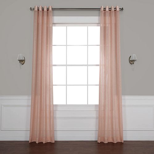 EFF Grommet Solid Faux Linen Sheer Window Curtain