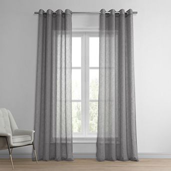 EFF Grommet Solid Faux Linen Sheer Window Curtain