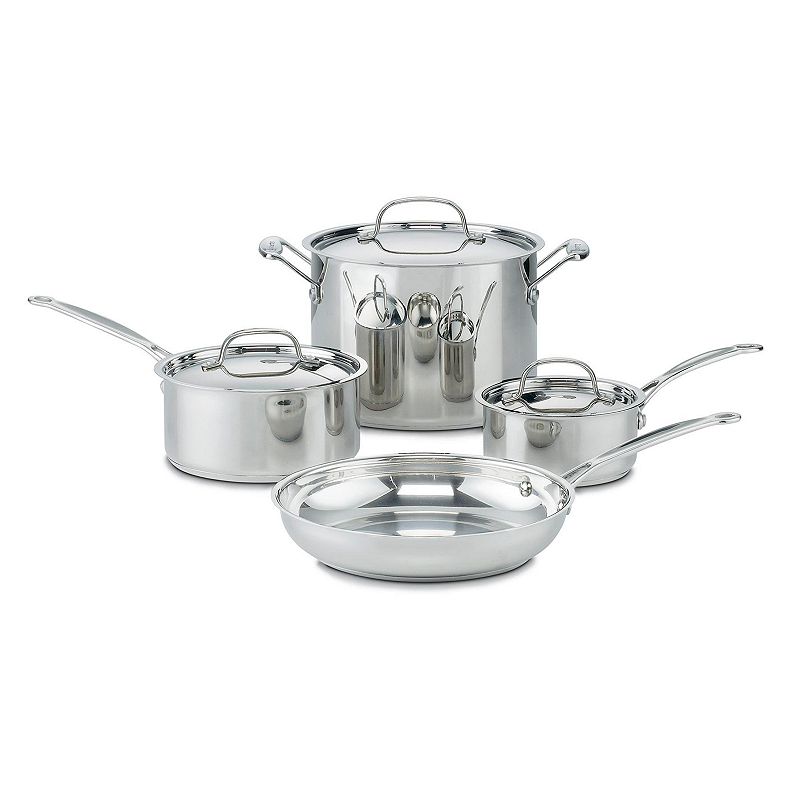 cuisinart - chef's classic nonstick stainless 7-piece set - stainless steel