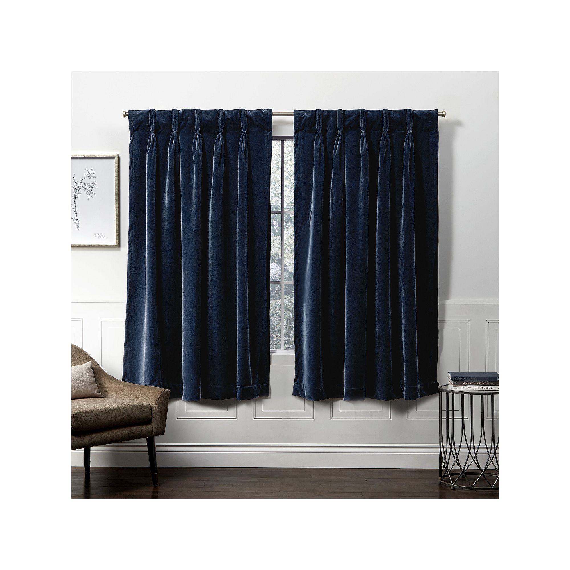 Town and Country 2-pack Velvet Heavyweight Window Curtains, Blue