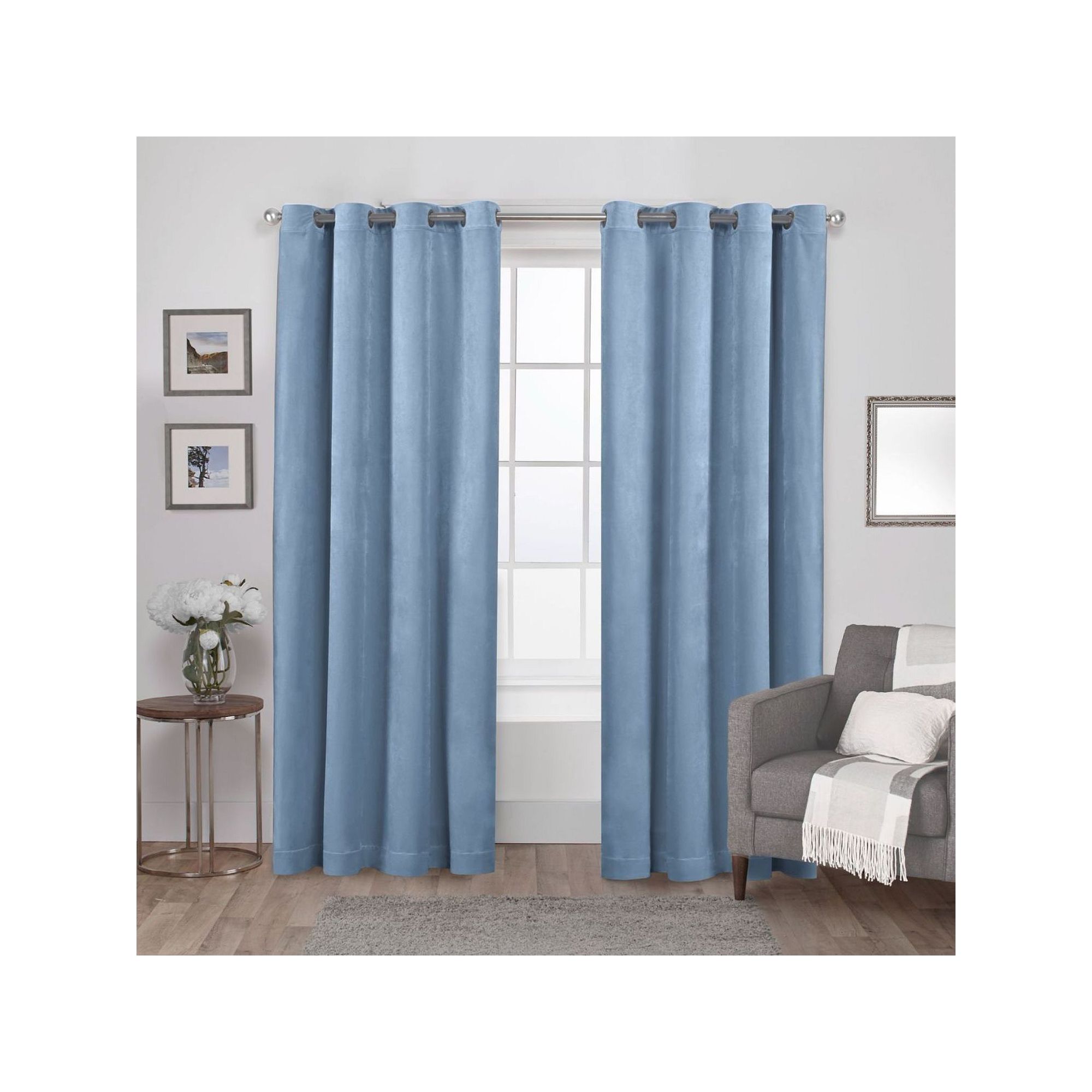 Town and Country 2-pack Velvet Heavyweight Window Curtains, Grey Blue
