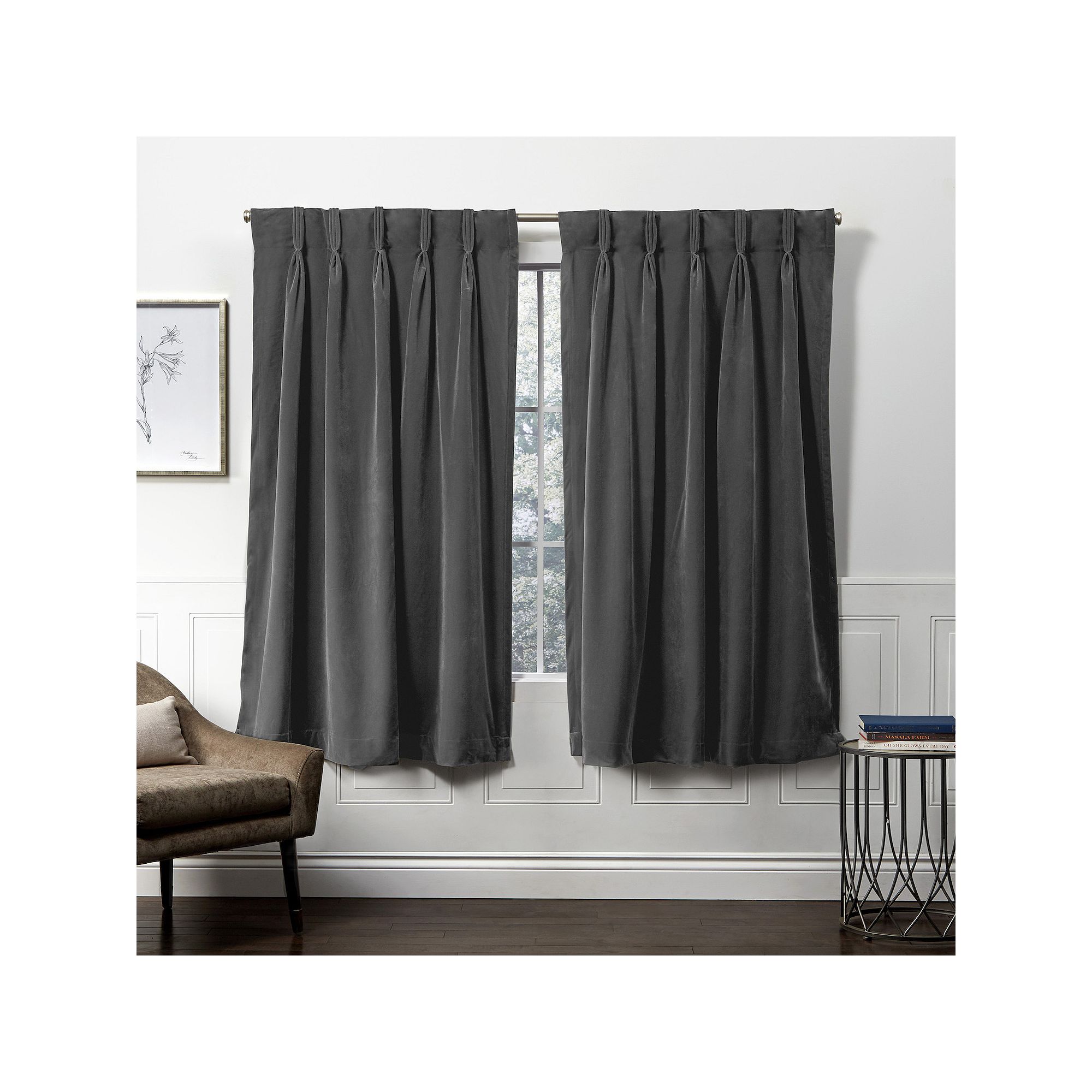 Town and Country 2-pack Velvet Heavyweight Window Curtains, Soft Gray