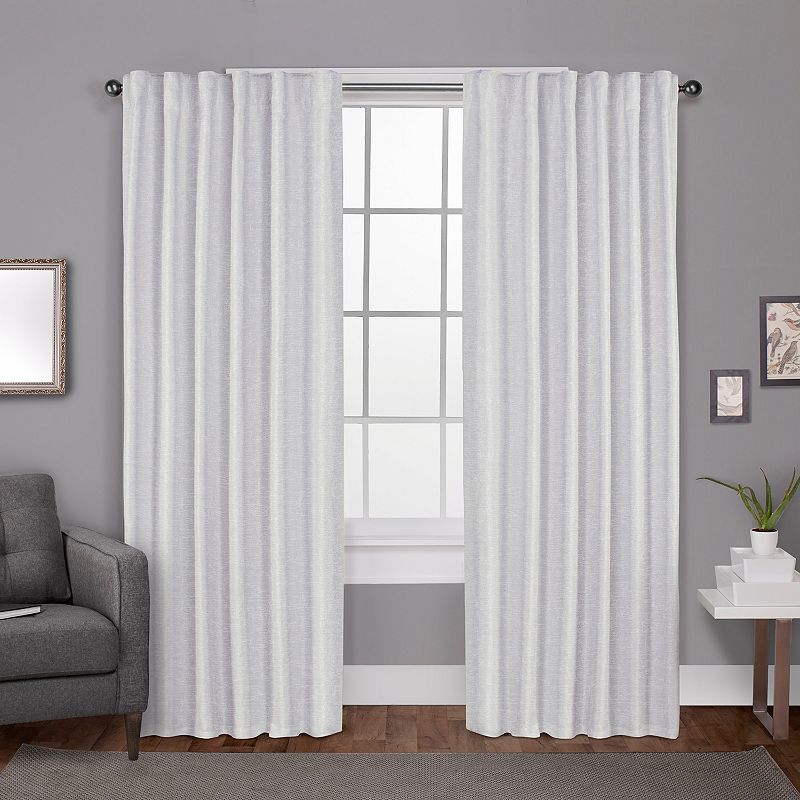 Exclusive Home Zeus Solid Textured Jacquard Blackout Hidden Tab/Rod Pocket Curtain Panel Pair  52 x84   Winter White