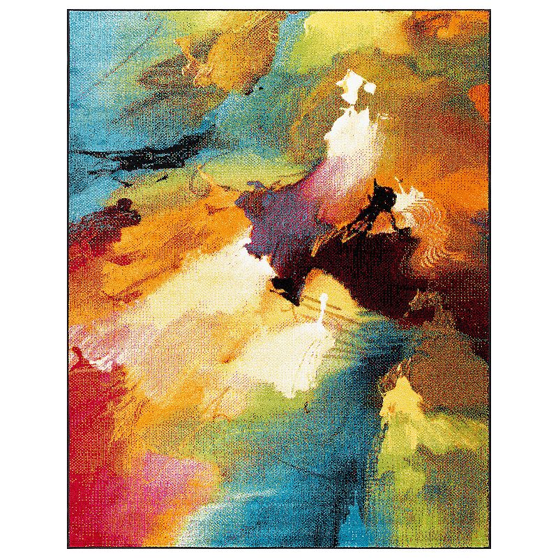 KHL Rugs Vida Abstract Round Rug, Multicolor, 8X10 Ft