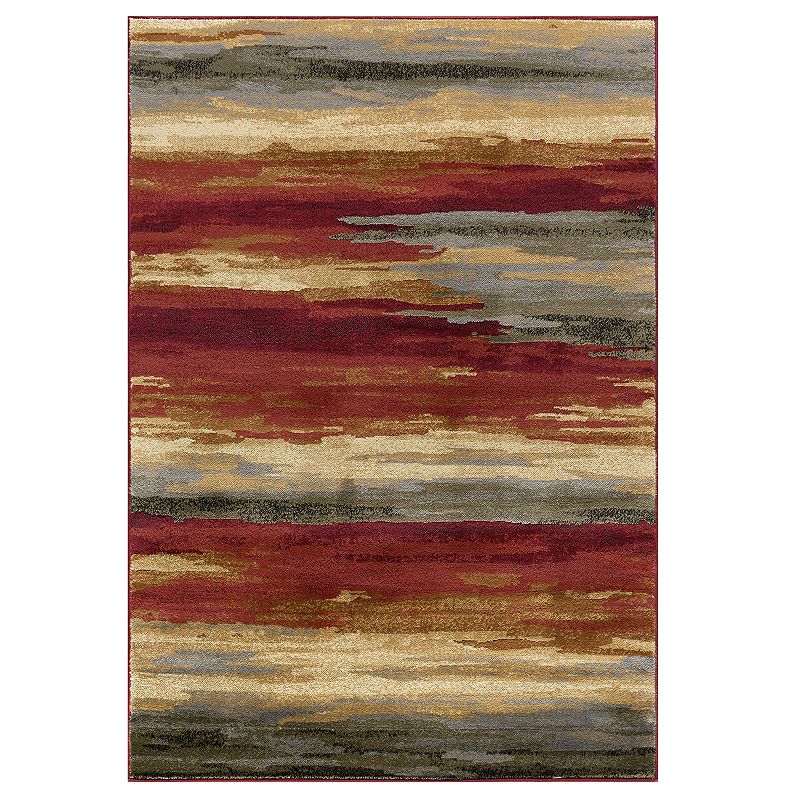 Tayse Elegance Area Rug ELG6401 Contemporary Multi-Color Banded Rows 7  6  x 9  10  Rectangle