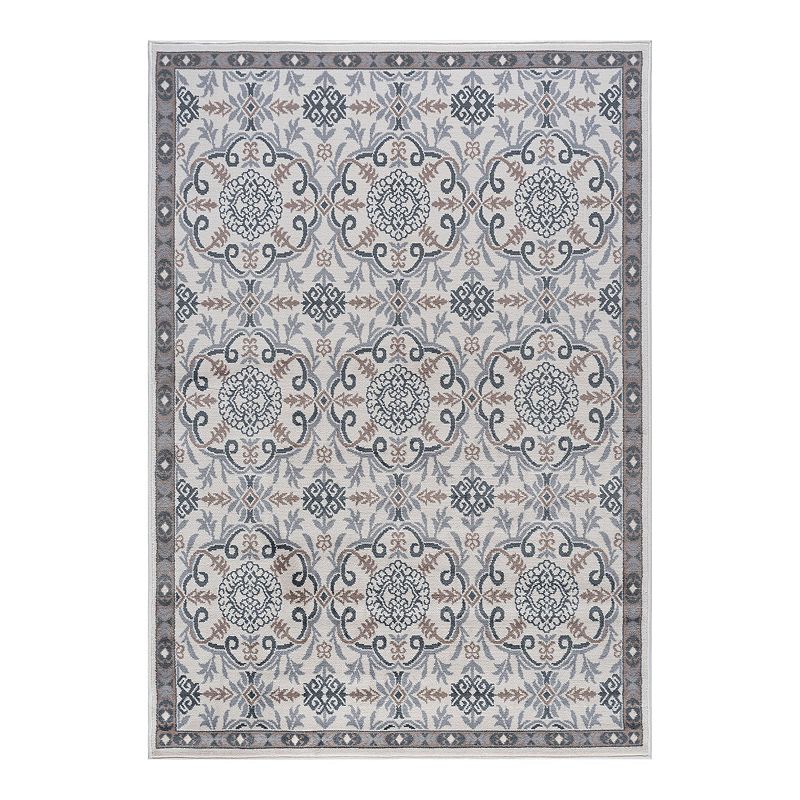 KHL Rugs Izel Brocade Indoor Rug, White, 8Ft Rnd