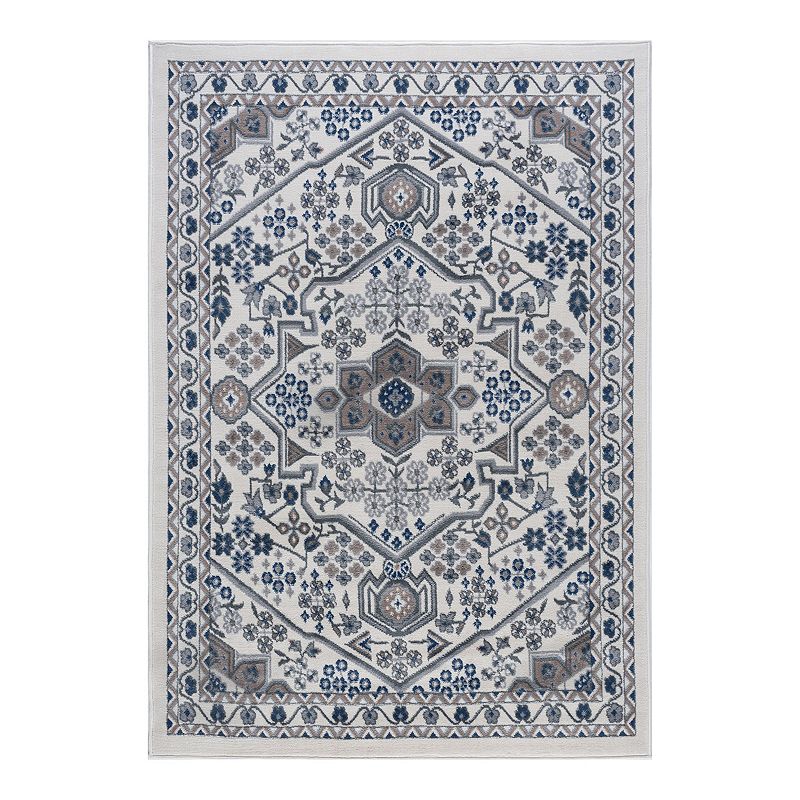 KHL Rugs Logan Ornate Indoor Area Rug, White, 8X10 Ft
