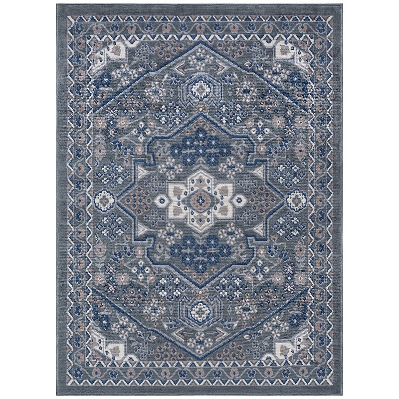 KHL Rugs Logan Ornate Indoor Area Rug, Grey, 8X10 Ft