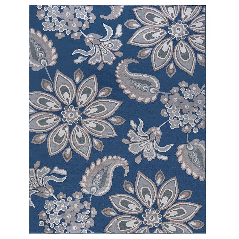 KHL Rugs Matilda Floral Indoor Rug, Blue, 8Ft Rnd