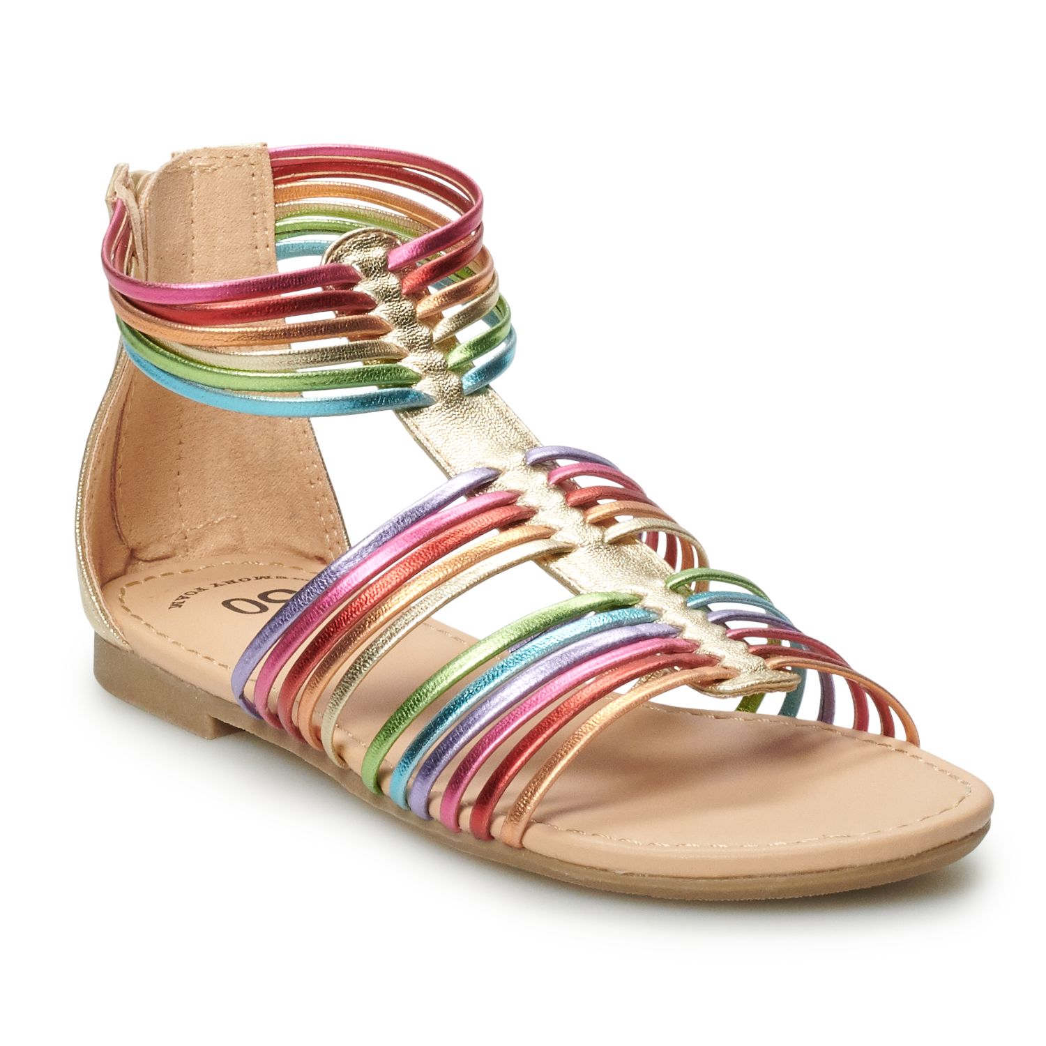 girls rainbow flip flops